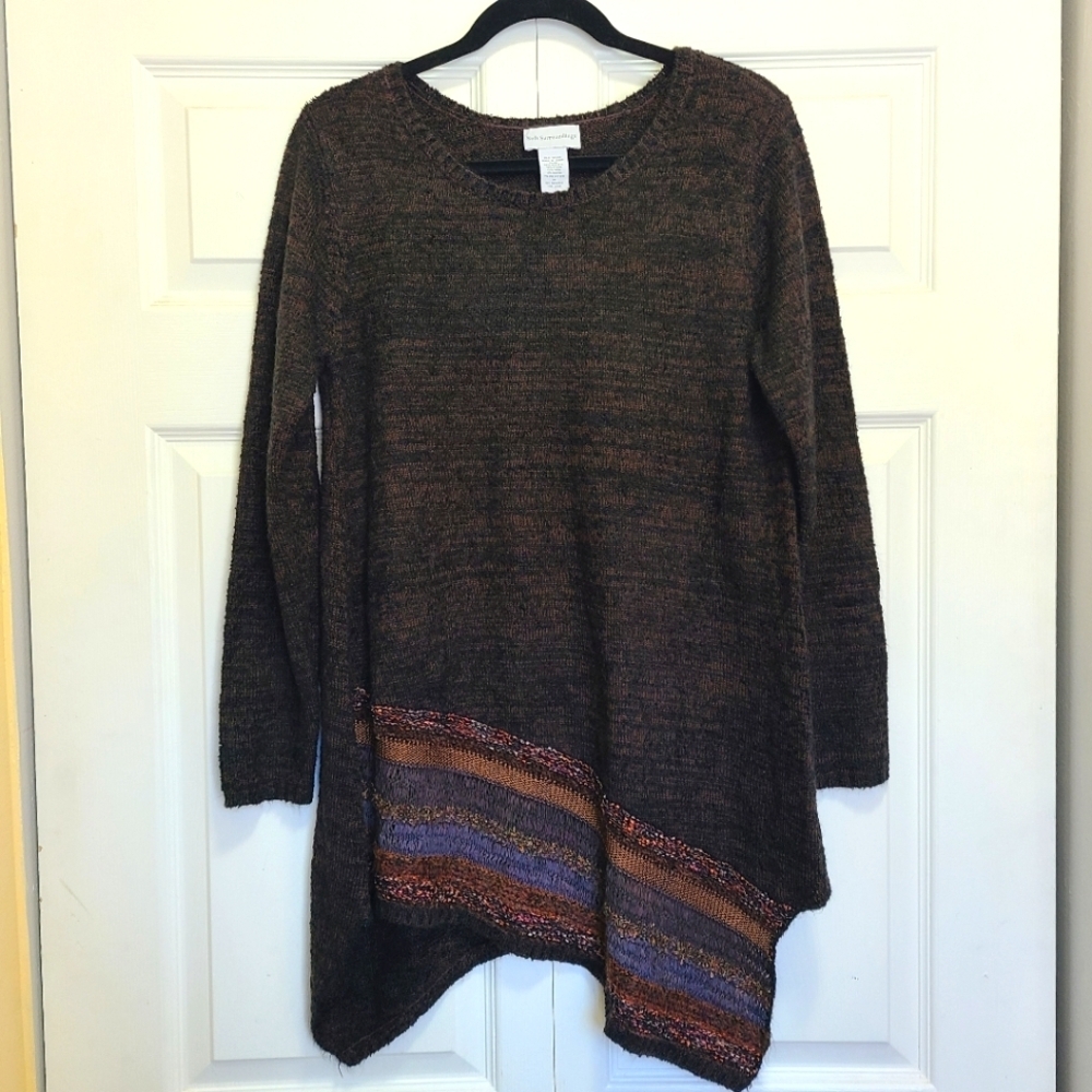 Soft Surroundings Raku‎ Brown Asymmetric Hem Tunic Pullover Sweater Women…